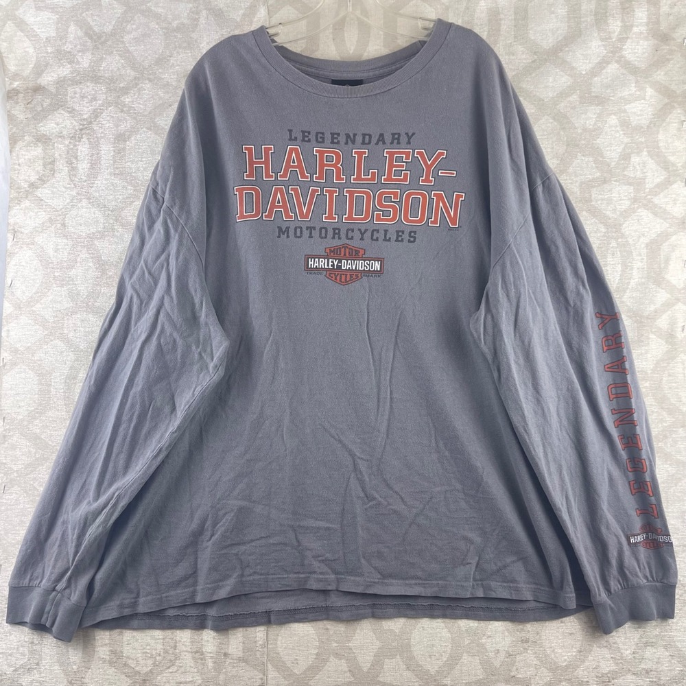 Harley Davidson‎ Laconia New Hampshire Long Sleeve Shirt Grey Mens 2XL Graphic